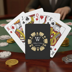 Gold Glitter Poker Chip Casino Wedding Party Favor Pokerkaarten