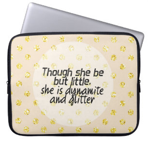 Gold Glitter Polka Dot Shakespeare Quote Laptop Sleeve