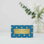 Gold Glitter Polka Dots - Classy Royal Blue Visitekaartje (Staand voorkant)