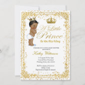 Gold Glitter Prince Baby shower uitnodiging (Voorkant)