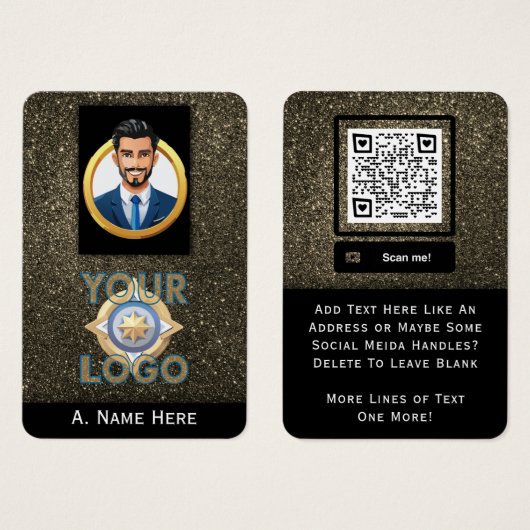 Gold Glitter Private Security IT Professional Visitekaartje (Voorkant /achterkant)