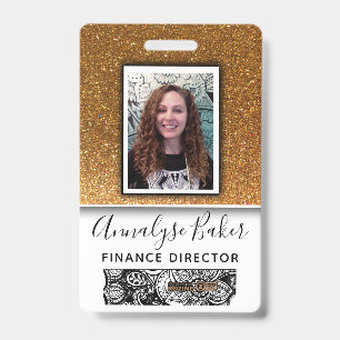 Gold Glitter Professional CNA Zurse Dr. Fotonaam Badge
