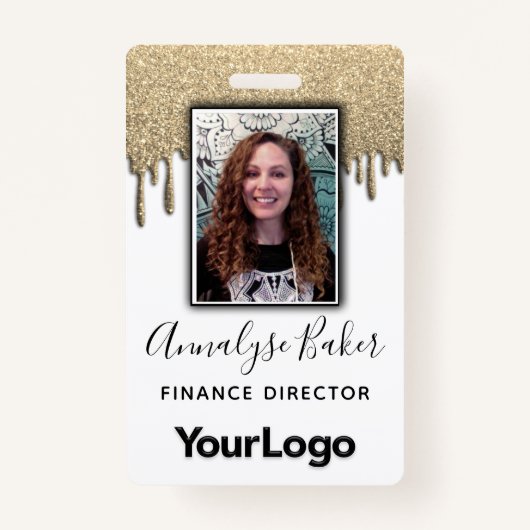 Gold Glitter Professional CNA Zurse Fotonaam Badge (Voorkant)