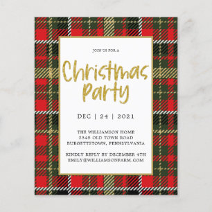 Gold Glitter Pset Budget Kerstparty uitnodigen