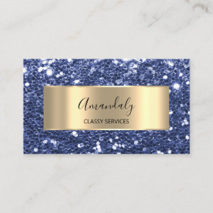Gold Glitter QR Code Logo Beauty SPA Blue Navy B Visitekaartje