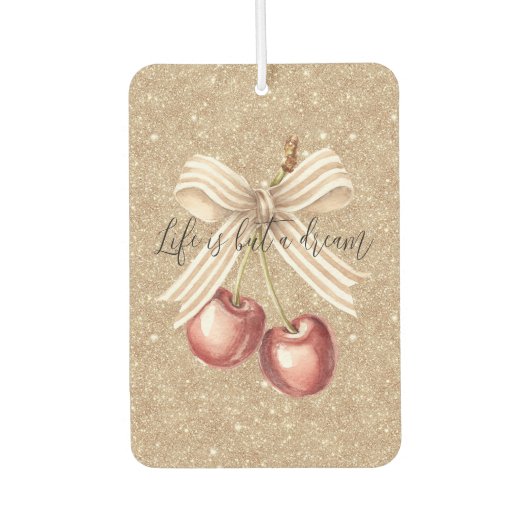 Gold Glitter Red Cherries Luchtverfrisser (Voorkant)
