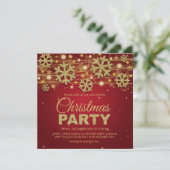 Gold Glitter & Red Corporate Kerstparty Kaart (Staand voorkant)