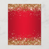 Gold Glitter Red Gradient 50th Birthday Invite (Achterkant)