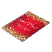 Gold Glitter Red Ombre 90th Birthday Guestbook Notitieboek (Linkerzijde)