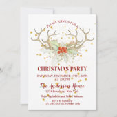 Gold Glitter Reindedarkerstdiner Kaart (Voorkant)