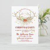 Gold Glitter Reindedarkerstdiner Kaart (Staand voorkant)