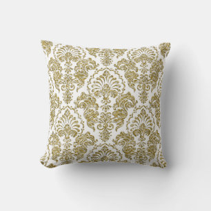 Gold Glitter Reversible Damask Pillow Kussen