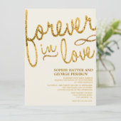 Gold Glitter Romantic Wedding Invitations Kaart (Staand voorkant)