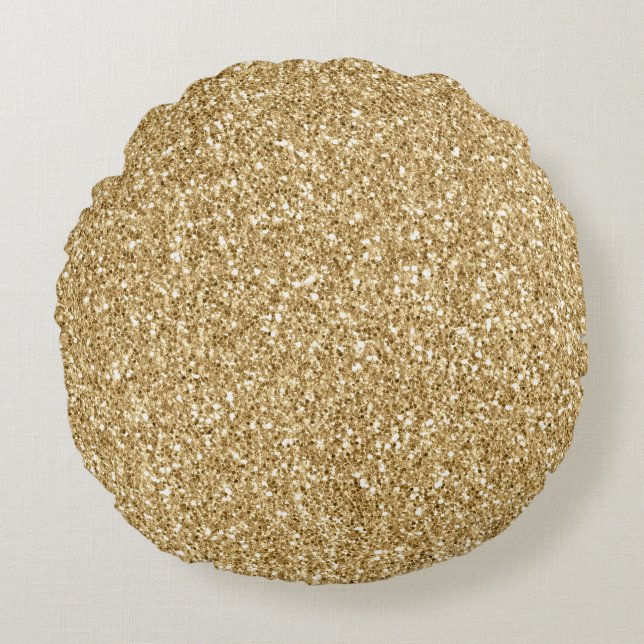 Gold Glitter Rond Kussen (Voorkant)