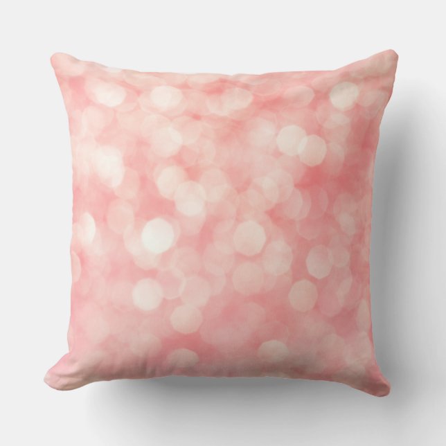 Gold Glitter & Roze Bokeh Shimmer Large Pillow Kussen (Voorkant)