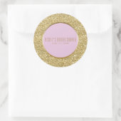 Gold Glitter + Roze Sparkle Glam Weddenschap Ronde Sticker (Tas)