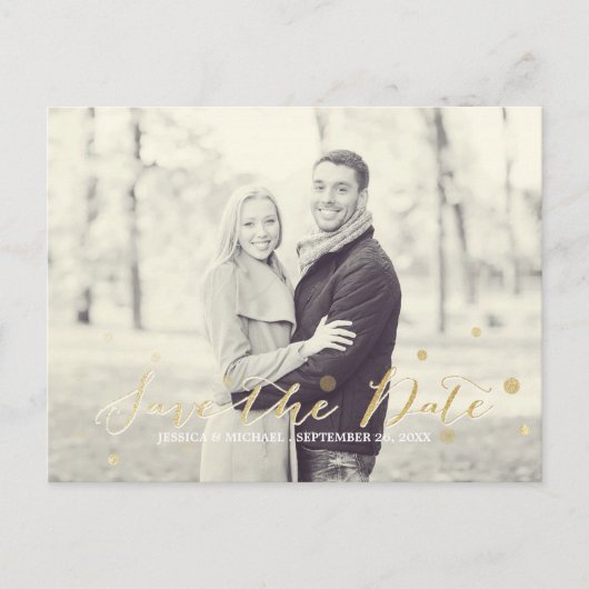 Gold Glitter Save the Date Aankondigingskaart (Voorkant)