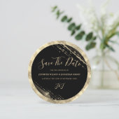 Gold Glitter Save the date Black Invitation (Staand voorkant)