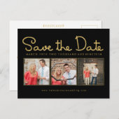 Gold Glitter Save the Date Foto Lijst Briefkaart (Voorkant / Achterkant)