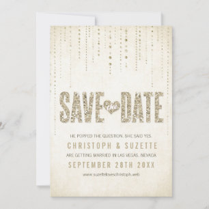 Gold Glitter Save the Date Notice