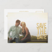 Gold Glitter Save the Date Typography Aankondiging (Voorkant / Achterkant)