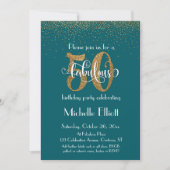 Gold Glitter & Script 50 en vloeiend, donker Blauw Kaart (Voorkant)