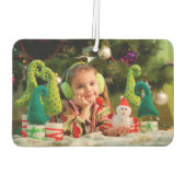 Gold Glitter Script Festive kerstfoto Luchtverfrisser (Achterkant)