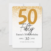 Gold glitter script Mom 50th birthday invitation (Devant)