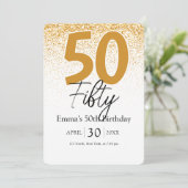 Gold glitter script Mom 50th birthday invitation (Debout devant)