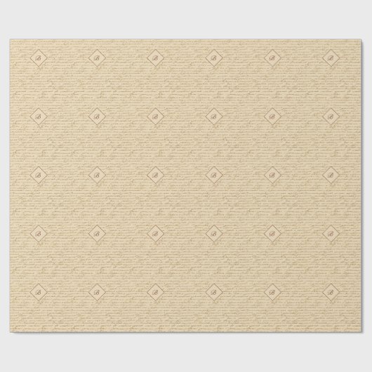 Gold Glitter Script Pattern Monogram Kerstmis Cadeaupapier (Vlak)