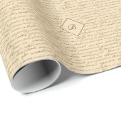 Gold Glitter Script Pattern Monogram Kerstmis Cadeaupapier (Rol Hoek)