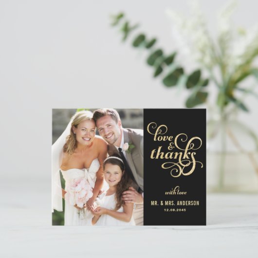 Gold Glitter Script Weddenschap Bedankt Briefkaart (Staand voorkant)