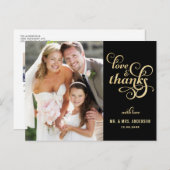 Gold Glitter Script Weddenschap Bedankt Briefkaart (Voorkant / Achterkant)