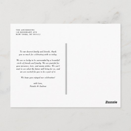 Gold Glitter Script Weddenschap Dank u Briefkaart (Achterkant)