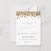 Gold Glitter Script Weduwend RSVP-behuizing Notitiekaartje (Voorkant)