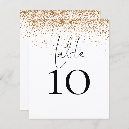 Gold Glitter Script Weduwtable Number (Voorkant / Achterkant)