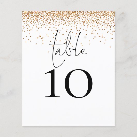 Gold Glitter Script Weduwtable Number (Achterkant)