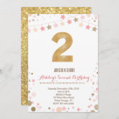 Gold Glitter Second Birthday Invitation Kaart (Voorkant / Achterkant)