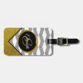 Gold Glitter Shimmering Initiaal Letter Monogram Bagagelabel (Voorkant horizontaal)