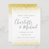 Gold Glitter Signature Wedding Save the Date Kaart (Voorkant / Achterkant)