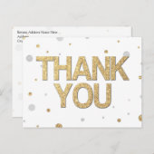 Gold Glitter Silver Print Confetti Hartelijk dank Briefkaart (Voorkant / Achterkant)
