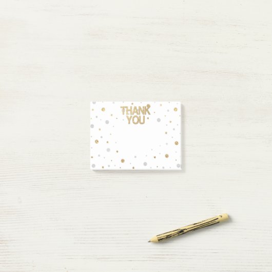 Gold Glitter Silver Print Confetti Hartelijk dank Post-it® Notes (Op bureau)
