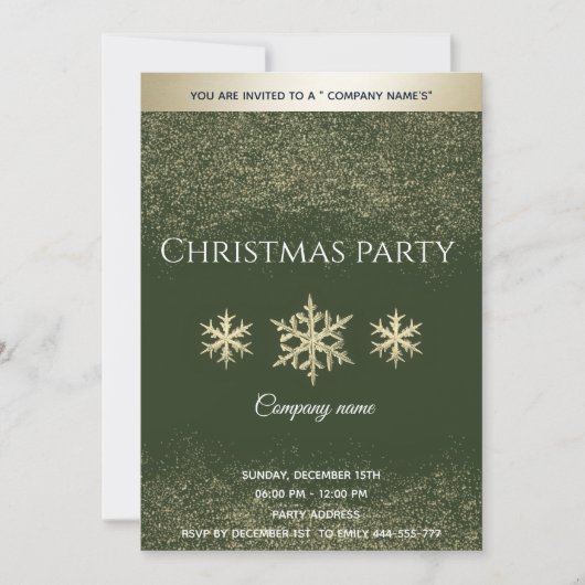 Gold glitter snewflakes feestfeest kaart (Voorkant)