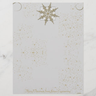 Gold Glitter Snowflake op Winter White Background