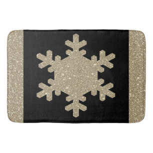 Gold Glitter Snowflake Patronen Black Stijlvol Badmat