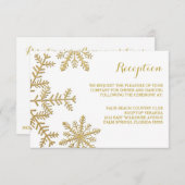 Gold Glitter Snowflakes Winter Reception Card Informatiekaartje (Voorkant / Achterkant)