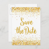 Gold Glitter sparen de Datum Moderne Ontwerp van d Aankondigingskaart (Voorkant / Achterkant)