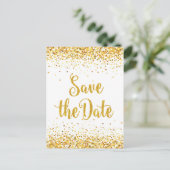 Gold Glitter sparen de Datum Moderne Ontwerp van d Aankondigingskaart (Staand voorkant)