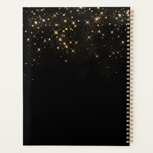 Gold Glitter Sparking Elegant Glamoureus Script Planner (Achterkant)