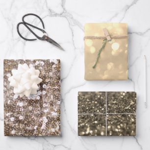 Gold Glitter Sparking Glam Girly Glitzy Inpakpapier Vel